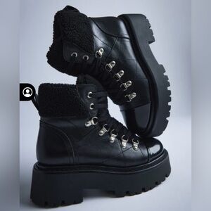 Steve Madden Boots- REYEN BLACK LEATHER